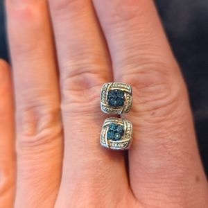 925 Sterling silver blue diamond earrings